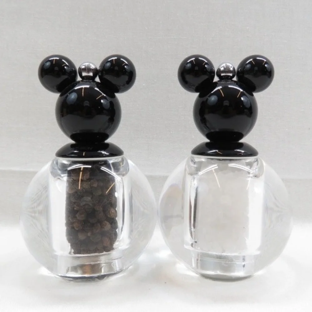 Disney Black and Clear Mickey Mouse Salt and Pepper Shakers - Picture 1 of 2